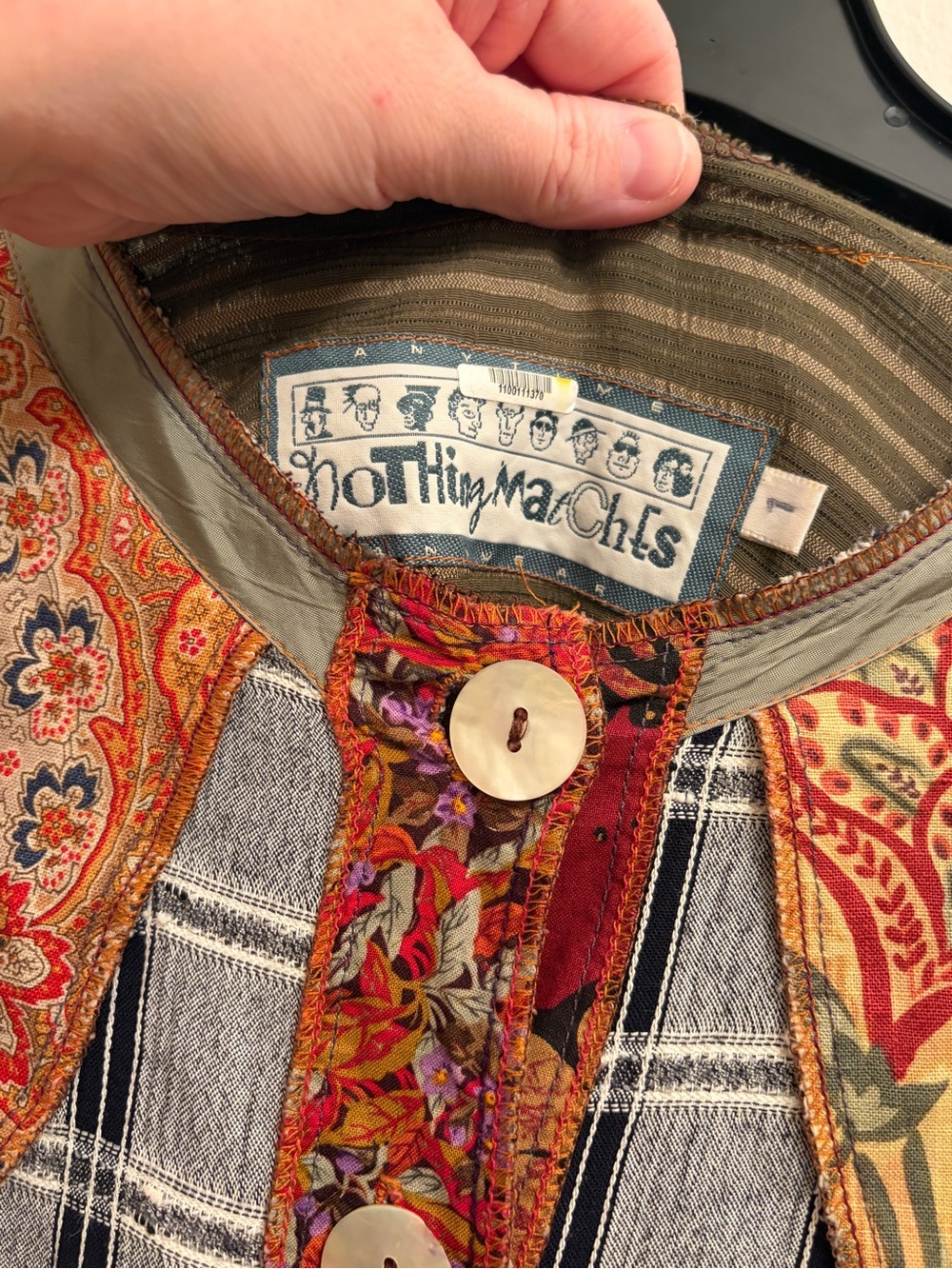 Nothing Matches | Patchwork Button Top- Multicolor - Picture 10 of 10